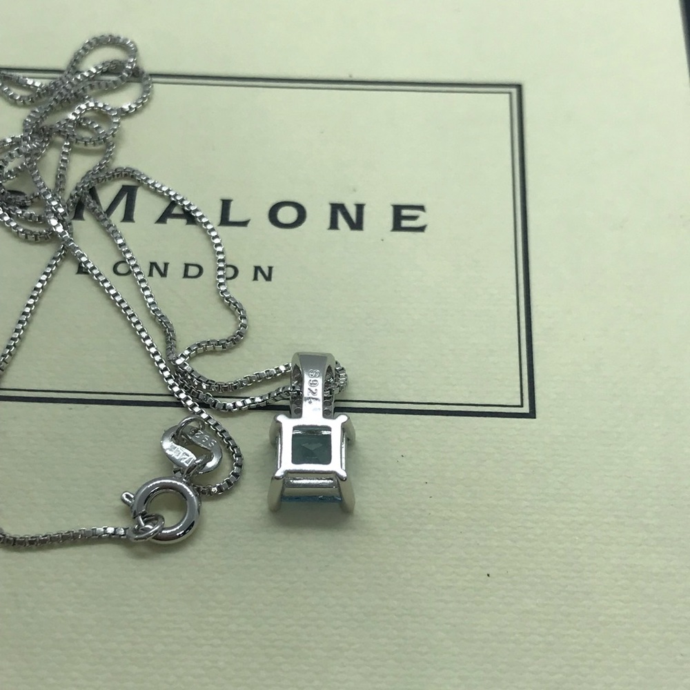 🌟 Sterling Silver 925 Blue Topaz CZ Necklace - Picture 4 of 5